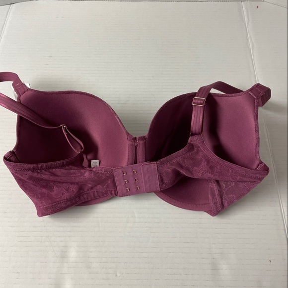 NEW Le Mystere Soft Memory Foam Lace Perfection T Shirt Bra in Berry 34F - Picture 2 of 8